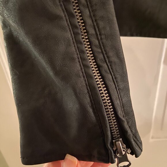 We The Free Womens Black Vegan Leather Hooded Moto Jacket - XS/S - Picture 5 of 6